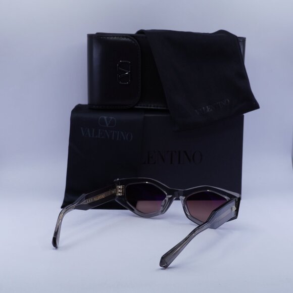 Valentino V-TRE VLS-101C Cat Eye Sunglasses - Translucent Grey